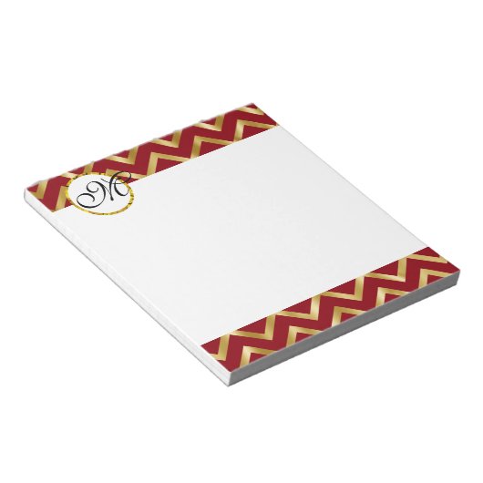 Monogram gold burgundwhite beruflich notizblock (angewinkelt)