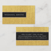 Monogram Gold Burlap Rustic Jute Visitenkarte (Vorne/Hinten)