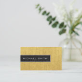Monogram Gold Burlap Rustic Jute Visitenkarte (Stehend Vorderseite)