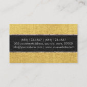 Monogram Gold Burlap Rustic Jute Visitenkarte (Rückseite)