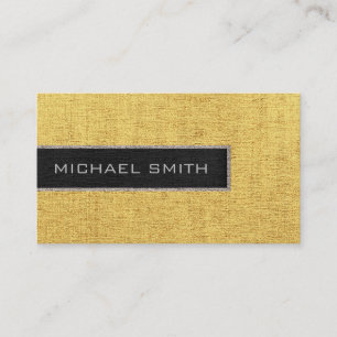 Monogram Gold Burlap Rustic Jute Visitenkarte