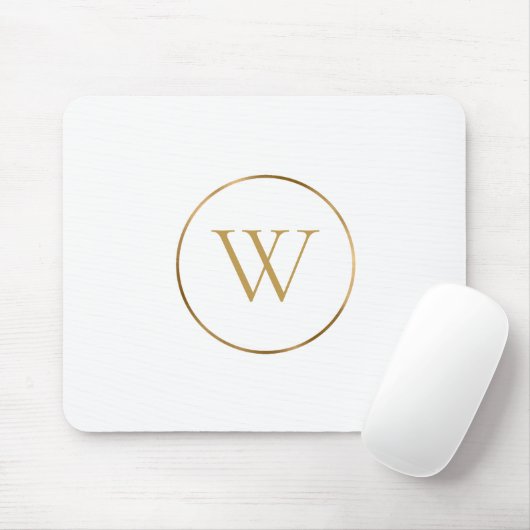 Monogram Gold Chic Trendweiß Mousepad (Mit Mouse)