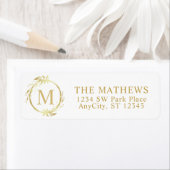 Monogram Gold Christmas Wreath-Rücksendeadresse (Insitu)