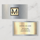 Monogram Gold Chrome Metallic Banner Visitenkarte (Vorne/Hinten)