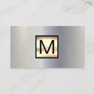 Monogram Gold Chrome Metallic Banner Visitenkarte
