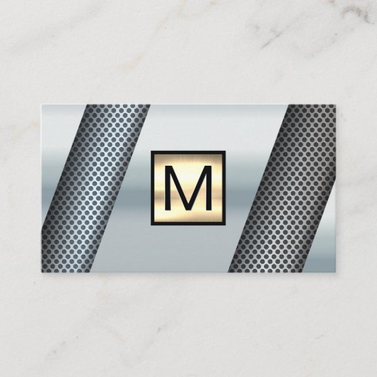 Monogram Gold Chrome Metallic Visitenkarte (Vorderseite)