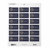 Monogram Gold Circle Return Address Label Navy 06 Adressaufkleber (Vorne)