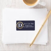 Monogram Gold Circle Return Address Label Navy 09 Adressaufkleber (Insitu)