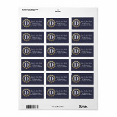Monogram Gold Circle Return Address Label Navy 09 Adressaufkleber (Vorne)
