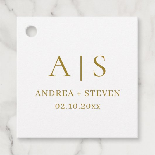 Monogram Gold Classy Wedding Geschenkanhänger (Vorderseite)