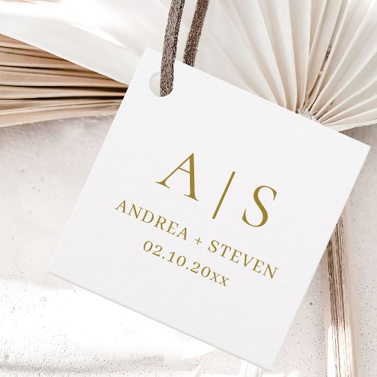 Monogram Gold Classy Wedding Geschenkanhänger