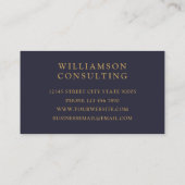 Monogram Gold Dark Navy Blue Visitenkarte (Rückseite)