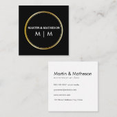 Monogram Gold Doppelring Quadratische Visitenkarte (Vorne/Hinten)