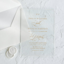 Monogram Gold Elegant Calligraphy Wedding Acryleinladungen