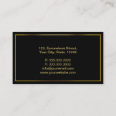 Monogram Gold Emblem Schlicht Black Beruflich Visitenkarte (Rückseite)
