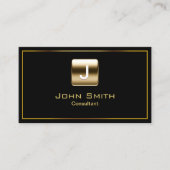 Monogram Gold Emblem Schlicht Black Beruflich Visitenkarte (Vorderseite)