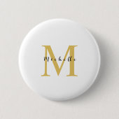 Monogram Gold Farbe Ihr Name Sondergeschenk Gelieb Button (Vorderseite)