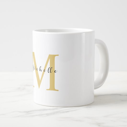 Monogram Gold Farbe Ihr Name Sondergeschenk Gelieb Jumbo-Tasse (Vorderseite Rechts)