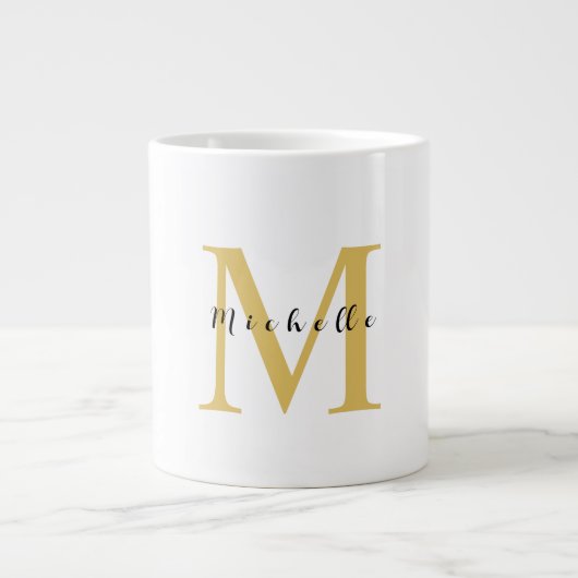 Monogram Gold Farbe Ihr Name Sondergeschenk Gelieb Jumbo-Tasse (Vorderseite)
