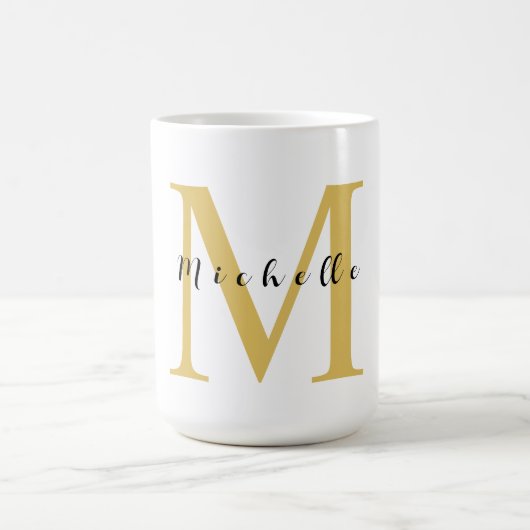 Monogram Gold Farbe Ihr Name Sondergeschenk Gelieb Kaffeetasse (Mittel)
