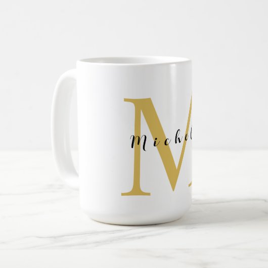 Monogram Gold Farbe Ihr Name Sondergeschenk Gelieb Kaffeetasse (Vorderseite Links)