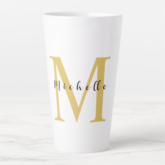 Monogram Gold Farbe Ihr Name Sondergeschenk Gelieb Milchtasse (Vorderseite)