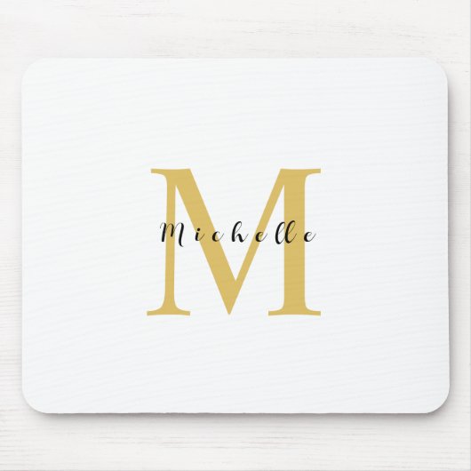 Monogram Gold Farbe Ihr Name Sondergeschenk Gelieb Mousepad (Vorne)