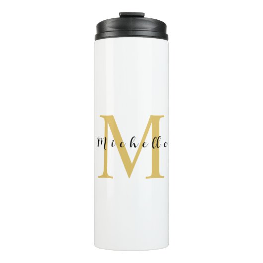 Monogram Gold Farbe Ihr Name Sondergeschenk Gelieb Thermosbecher (Vorderseite)