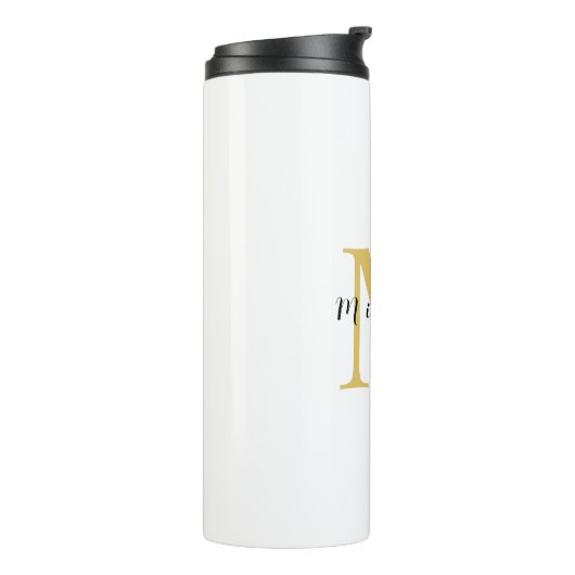 Monogram Gold Farbe Ihr Name Sondergeschenk Gelieb Thermosbecher (Nach links gedreht)