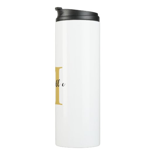 Monogram Gold Farbe Ihr Name Sondergeschenk Gelieb Thermosbecher (Nach rechts gedreht)