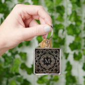 Monogram Gold Filigree Motif Key Chain Schlüsselanhänger (Hand)