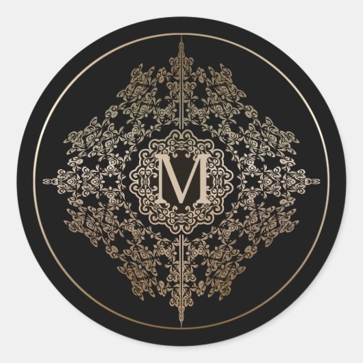 Monogram Gold Filigree Motif Stickers (Vorderseite)