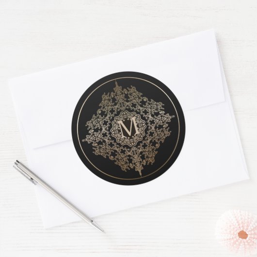Monogram Gold Filigree Motif Stickers (Umschlag)