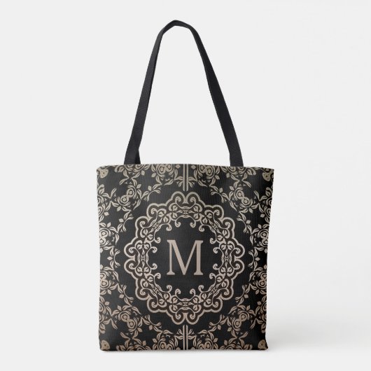 Monogram Gold Filigree Motif Tote Bag Tasche (Rückseite)
