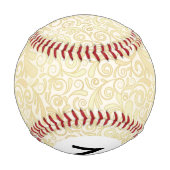 Monogram Gold floral Blätter Muster Baseball (Rückseite)