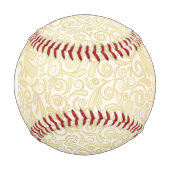 Monogram Gold floral Blätter Muster Baseball (Vorderseite)