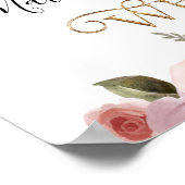Monogram Gold Floral Calligraphy Welcome Wedding Poster (Ecke)