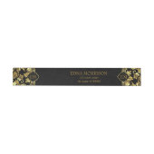 Monogram Gold Floral Damask Rundum-Adressaufkleber (Person)