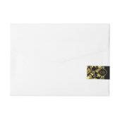 Monogram Gold Floral Damask Rundum-Adressaufkleber (Rückseite)