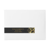 Monogram Gold Floral Damask Rundum-Adressaufkleber (Vorderseite)