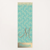 Monogram Gold Floral on Green Aquamarin Custom Yogamatte (Vorderseite)