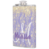 Monogram Gold Floral on Lavender Flachmann (Links)
