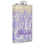 Monogram Gold Floral on Lavender Flachmann (Rechts)
