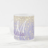 Monogram Gold Floral on Lavender Mattglastasse (Vorderseite Links)