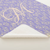 Monogram Gold Floral on Lavender Sherpa Bl Sherpadecke (3/4)