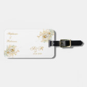 Monogram Gold Floral Wedding Gift Gepäckanhänger (Vorderseite horizontal)