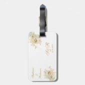 Monogram Gold Floral Wedding Gift Gepäckanhänger (Rückseite vertikal)