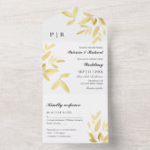 Monogram Gold Foil Blätter Elegante Hochzeit All In One Einladung (Innen Boden)