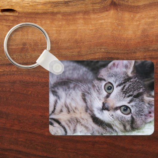 Monogram Gold Foil Foto Rectangle Schlüsselanhänger (Rückseite)