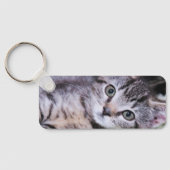 Monogram Gold Foil Foto Thin Rectangle Schlüsselanhänger (Rückseite)